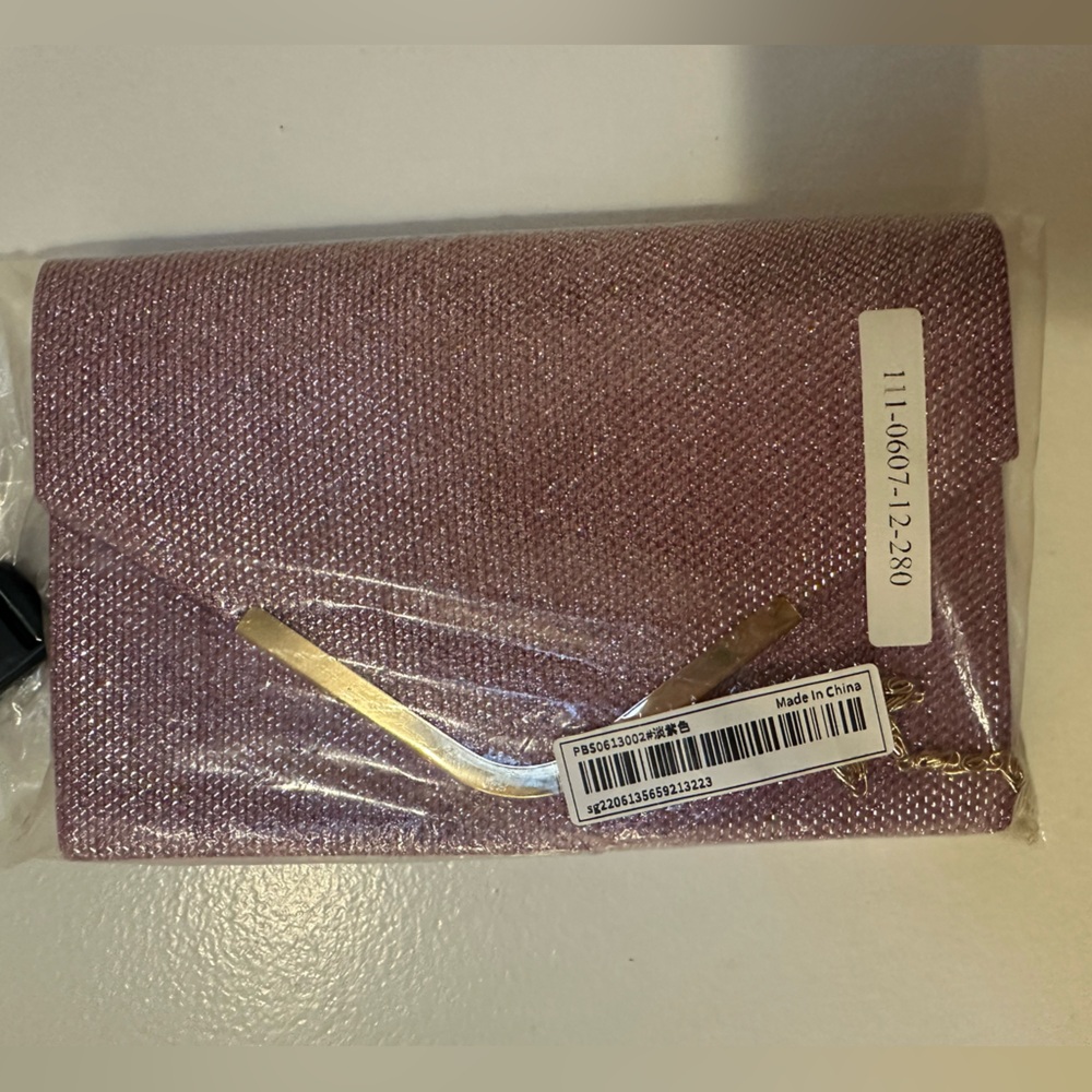 Pink Glitter Clutch w/ chain
